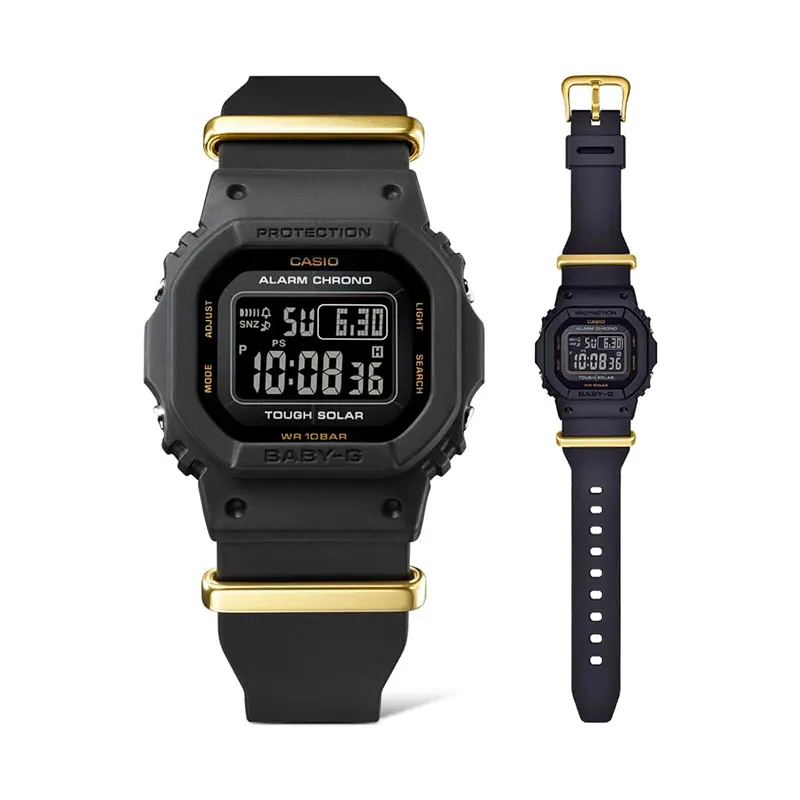 Casio Baby-G 50th Anniversary Tough Solar Black & Gold Ladies Watch- BGD-S565ZE-1